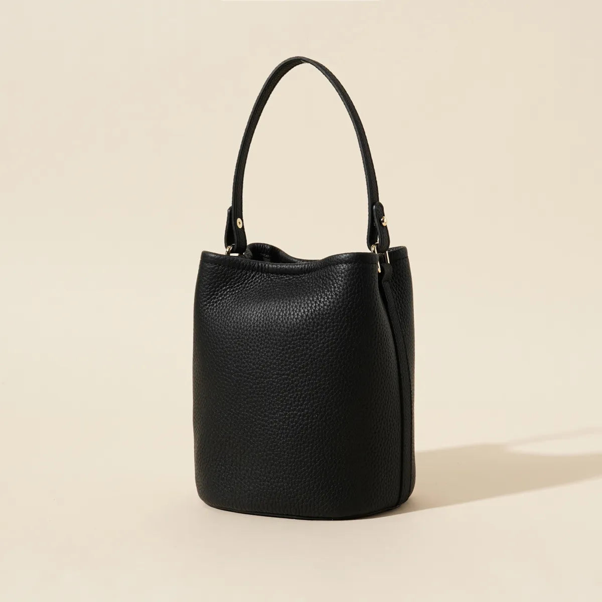 Top-Layer Cowhide Genuine Leather Bucket Bag | Minimalist Compact Urban Shoulder Purse